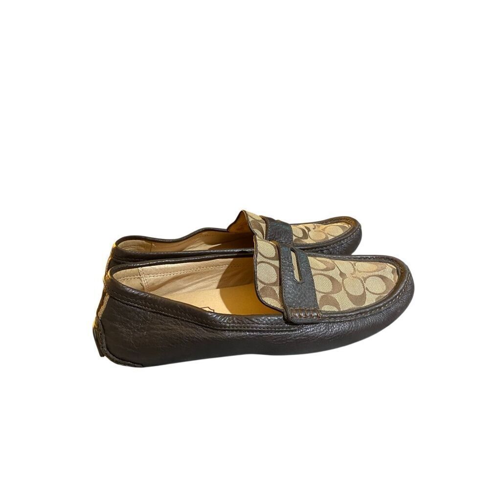 Coach men’s Neal driver leather loafer, logo, brown comfort 10